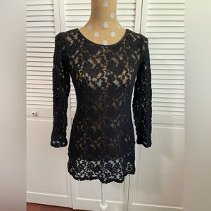 Vintage lace black zip up dress